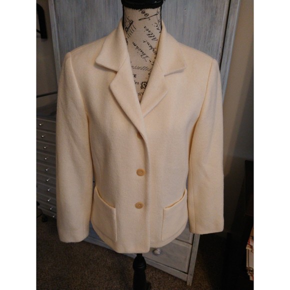 Talbots wool cream blazer Size 10p Boho Classic - Picture 4 of 9